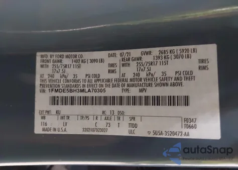 2021 Ford Bronco Big Bend from USA, damaged, VIN 1FMDE5BH3MLA70305